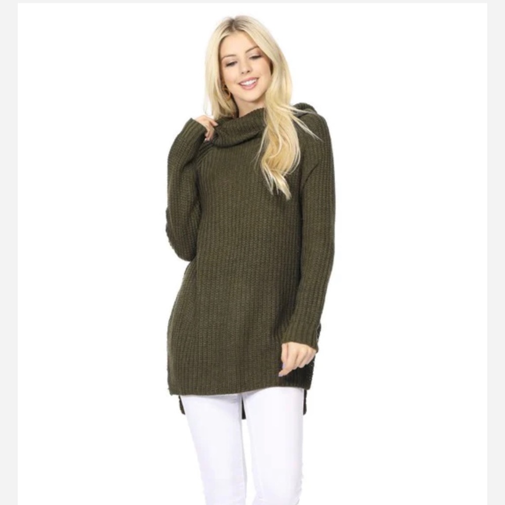 Mak Long Sleeve Turtleneck Tunic Sweater